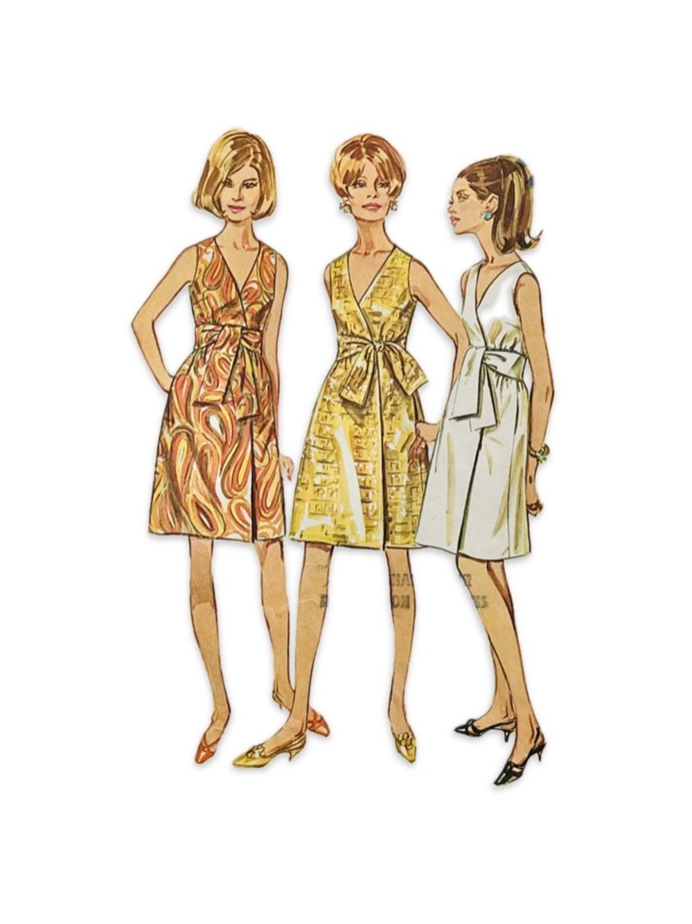 60s Sleeveless Wrap Dress Tie-Front Simplicity 7382 VTG Sewing Pattern 1967